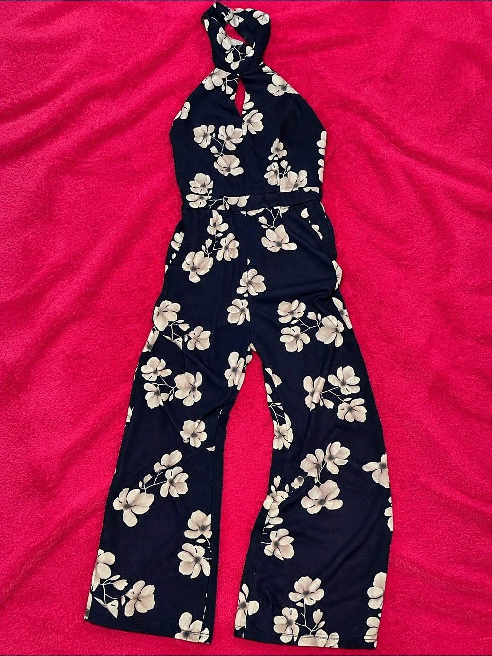 Sienna Sky Floral Halter Women Jumpsuit in Blue & White Size XS Like New